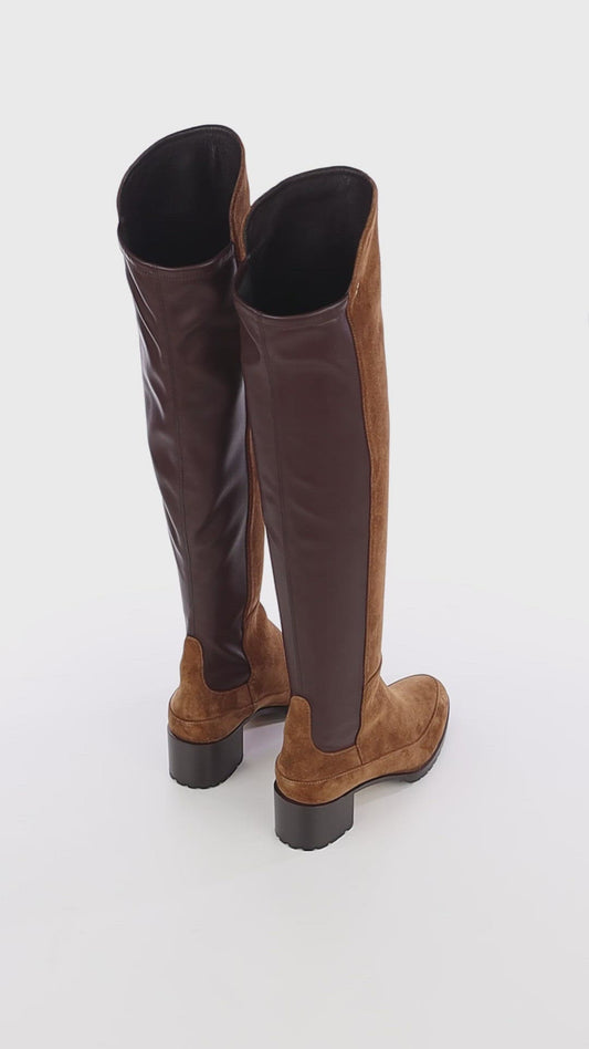 Emily Over The Knee Espresso Casual Suede Boots