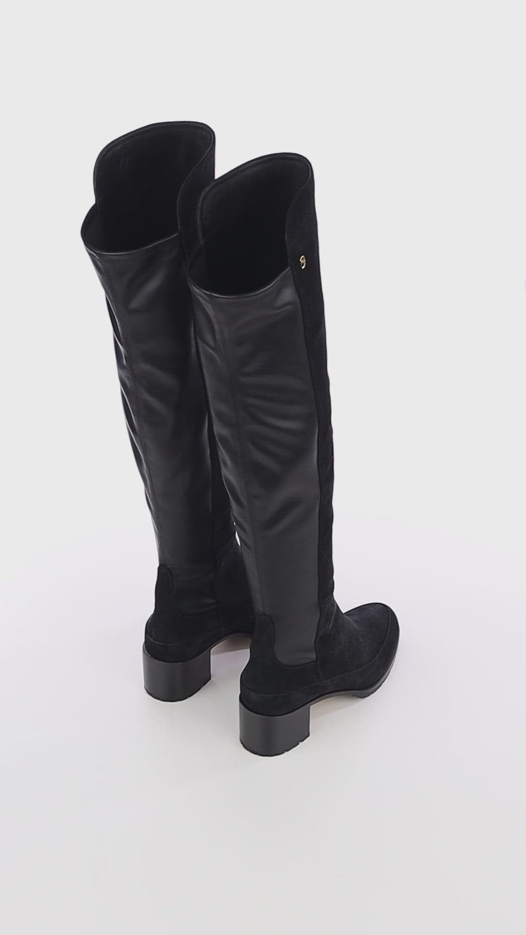 Emily Over The Knee Black Casual Suede Boots