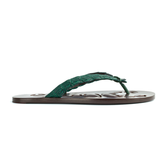 Gigi green Alligator leather flip flops - Maison Skorpios by Adriana Abascal