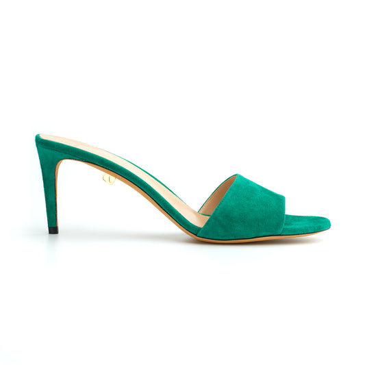 Ines mid-heel jade suede mules - Maison Skorpios by Adriana Abascal