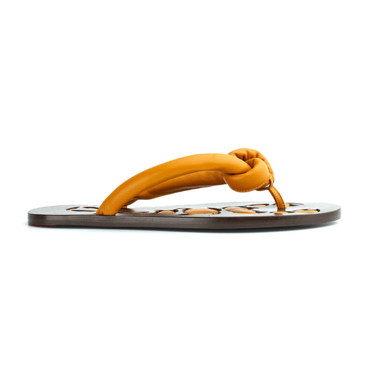 Tongs MILAN en cuir moutarde