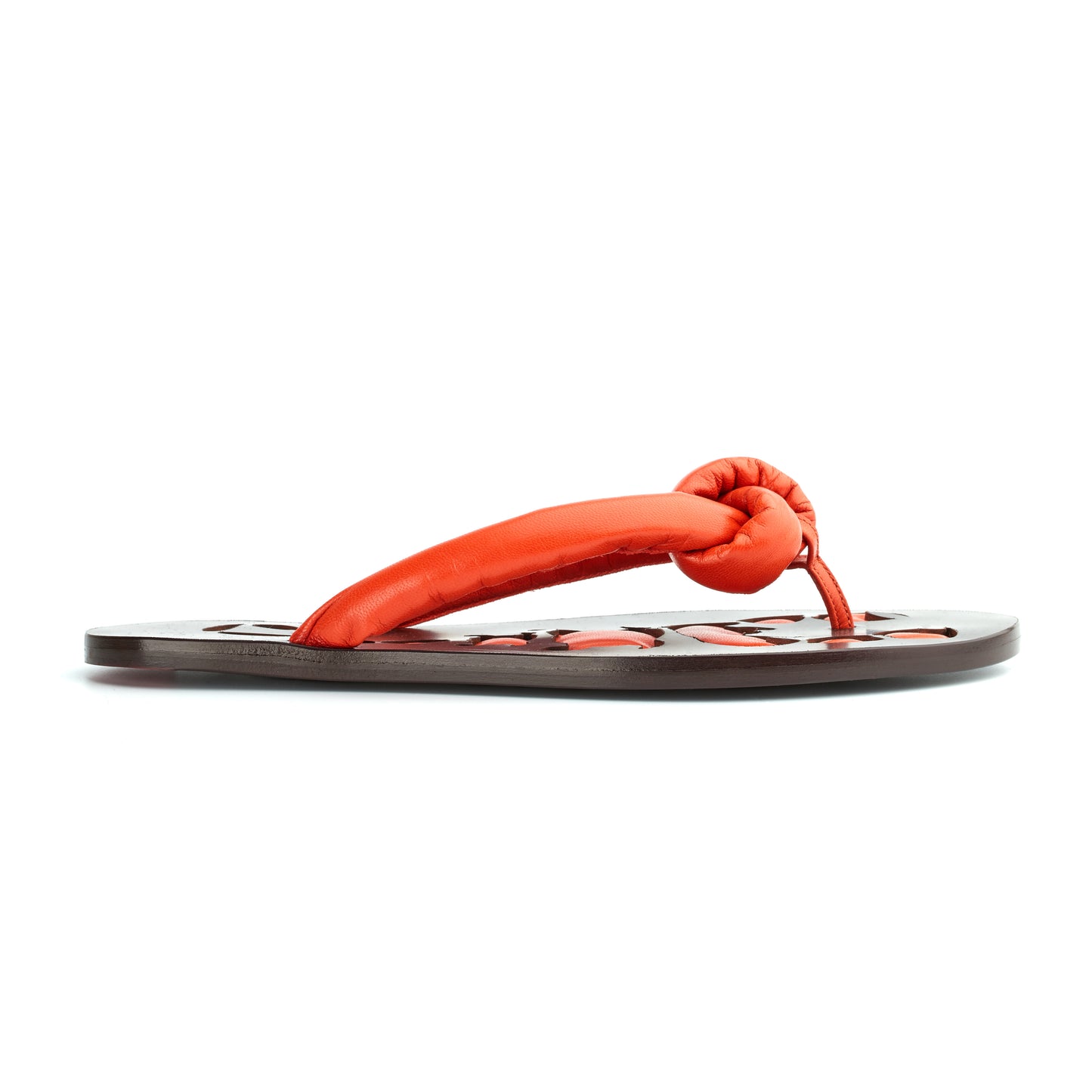 Tongs MILAN en cuir orange