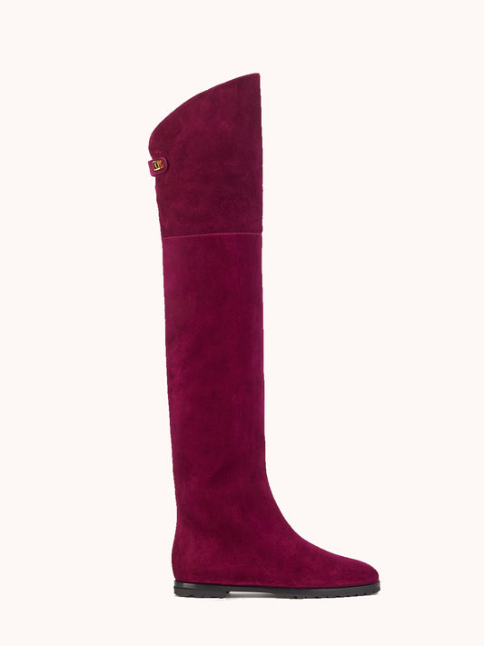 Stefania over-the-knee burgundy suede boots - Maison Skorpios by Adriana Abascal